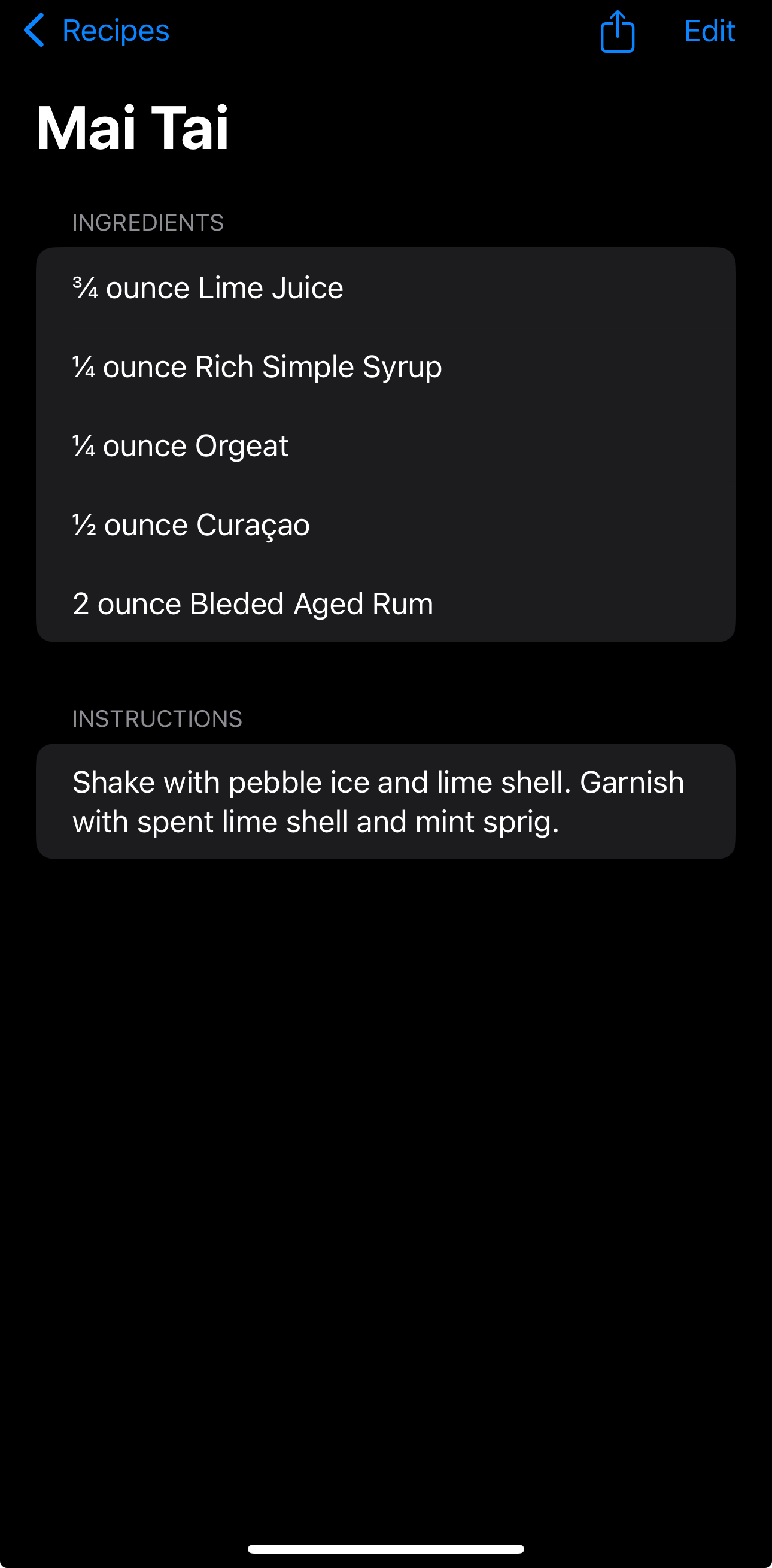 recipe view